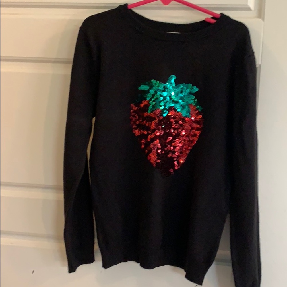 Sweater with large strawberry sequin